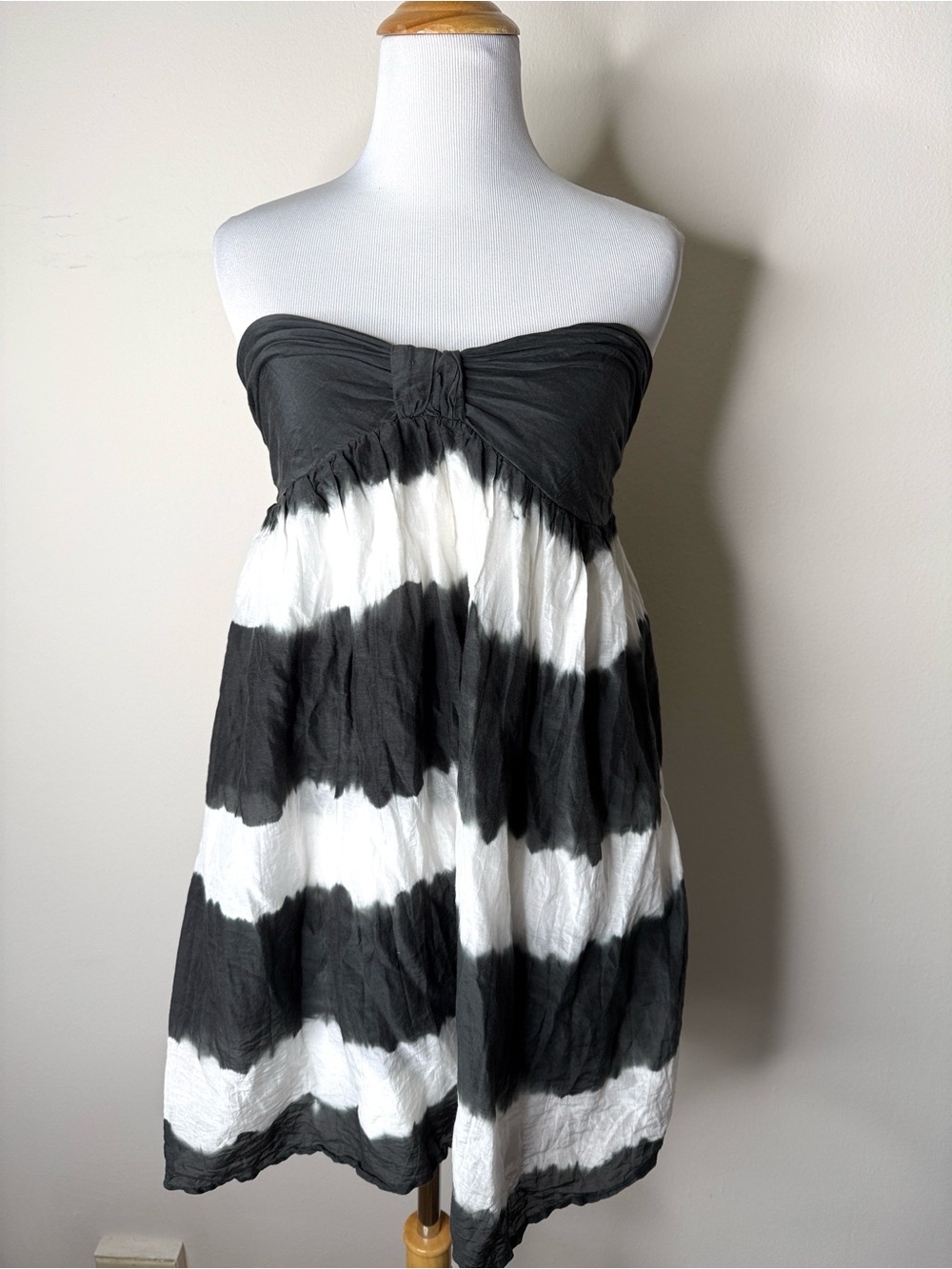 Young Fabulous & Broke Black and White Tie Dye Silk Bandeau Mini Dress